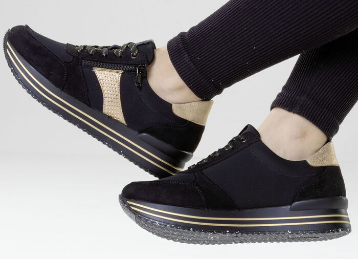 Remonte, trendy damessneakers, breedte G, met uitneembaar voetbed SCHWARZ-GOLD