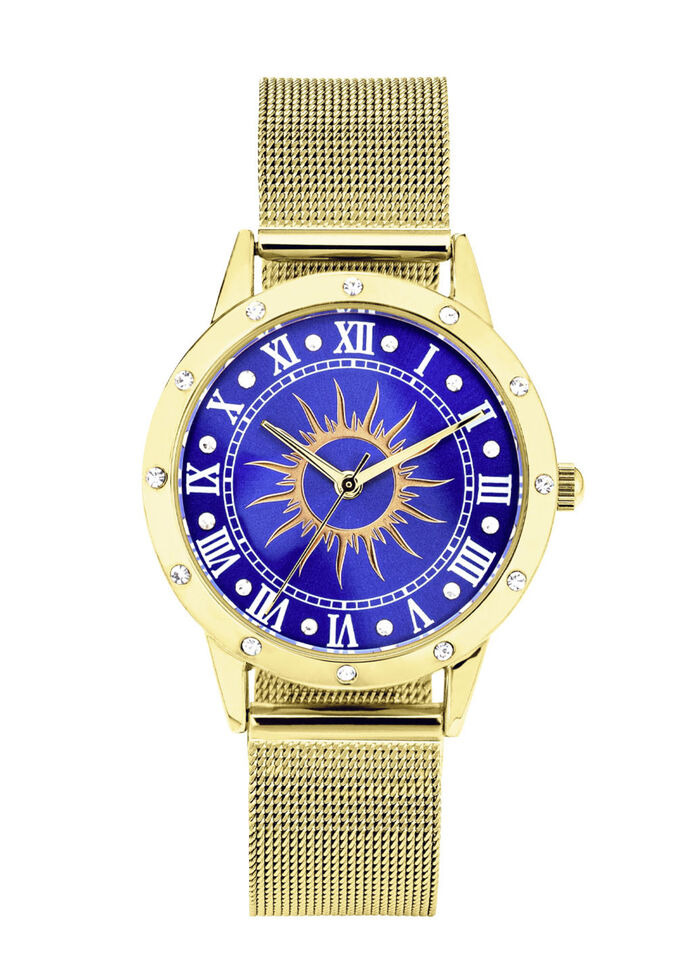 Quartz dameshorloge zon met witte kristalaccenten 