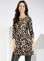 Gebreide tuniek met dierenbontprint 