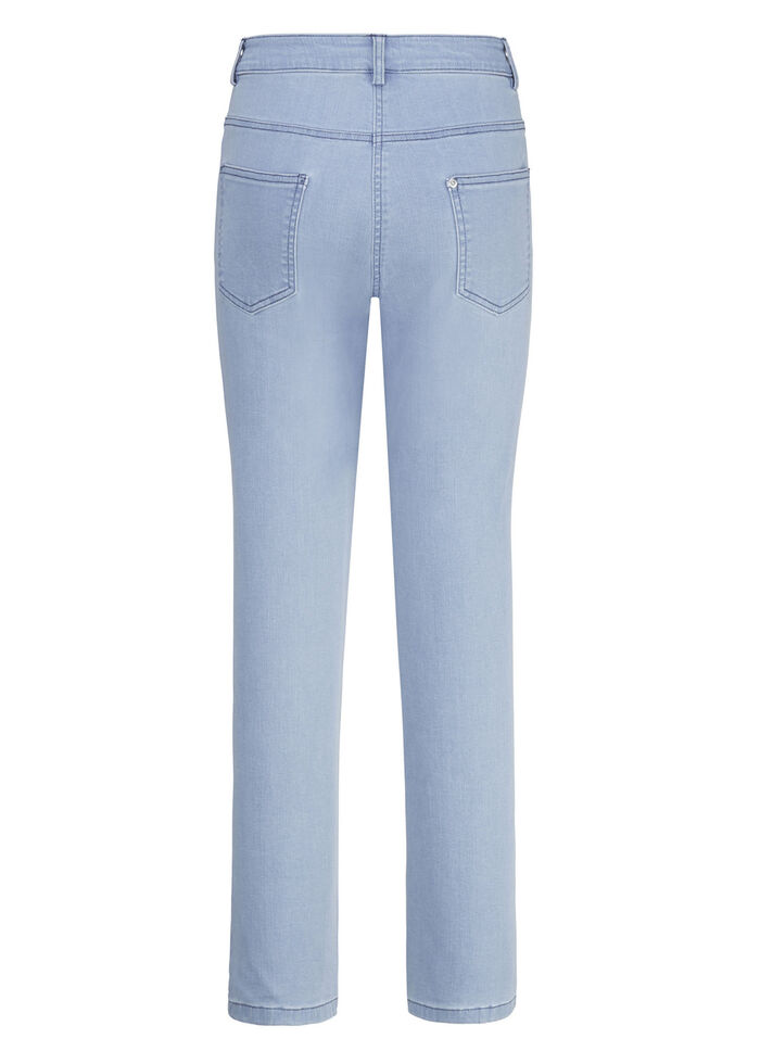 Jeans met mooie borduursels LICHTBLAUW