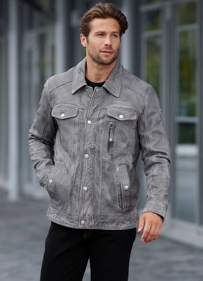 Leren kort jasje van &ldquo;Jilani&rdquo; 