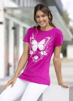 Shirt met vlinderprint in 3 kleuren ROZE