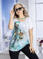 Shirt met briljante kleuren inkjetprint 