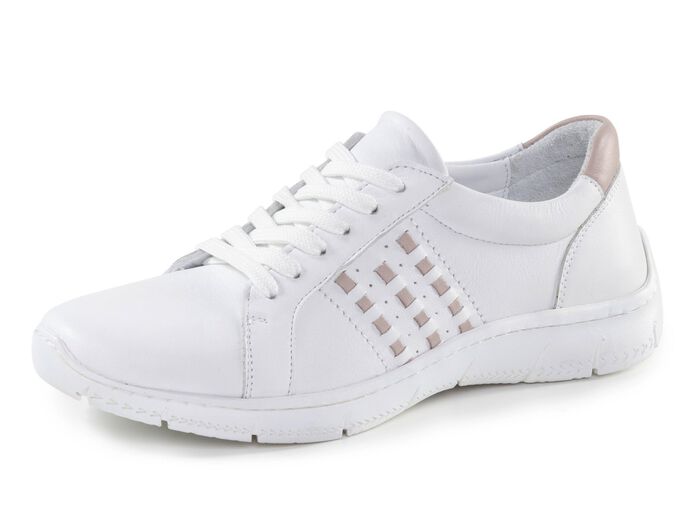 Andrea Conti veterschoen van nappaleer met contrasterende details WIT