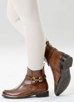 ELENA EDEN, chique dames enkellaarsjes, winterschoenen, breedte G, met rits COGNAC
