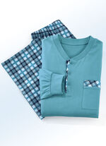 Set van twee pyjama's met knoopsluiting, borstzak en manchetmouwen 