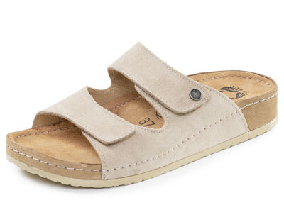 Mubb, comfortabele damesmuiltjes, breedte H, met klittenbandsluiting 