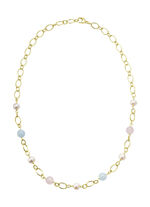 Elegante kleurharmonie: ketting met edelstenen en gekweekte parels 