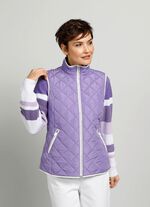 Gewatteerd vest met contrasterende biezen PAARS