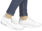Remonte sneakers met veters en glinsterende zilveren contrastrand WIT