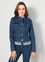 Denim blazer met decoratieve kantlook 