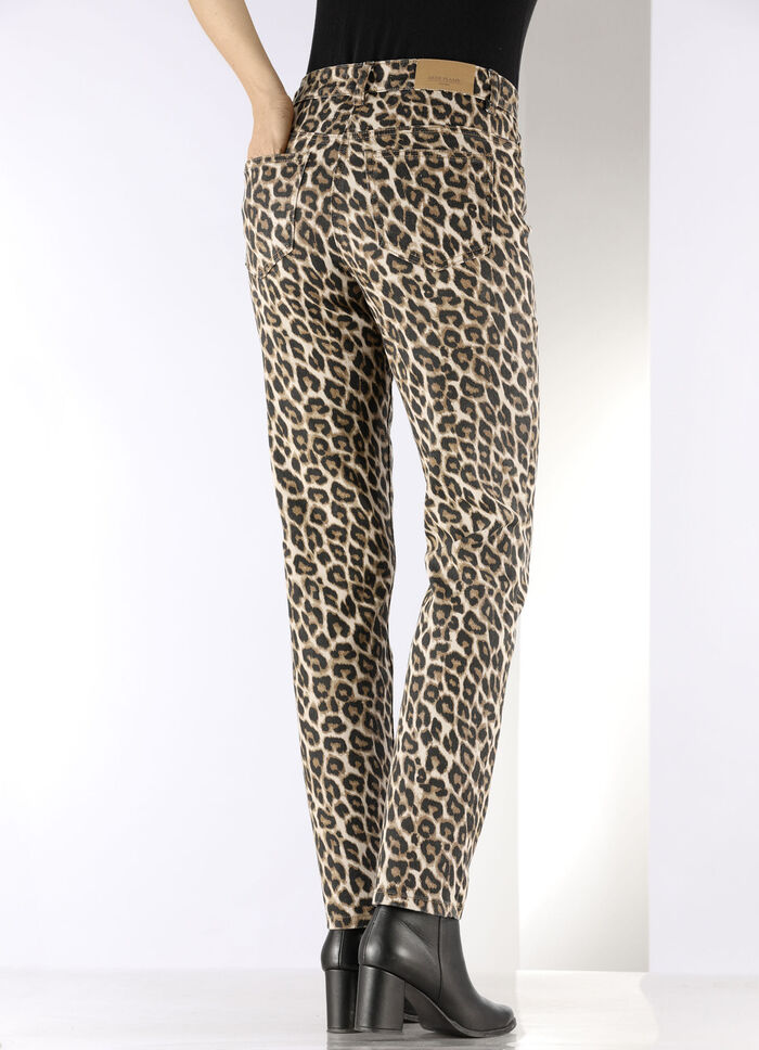 Broek in trendy luipaardprint BEIGE-ZWART-BRUIN