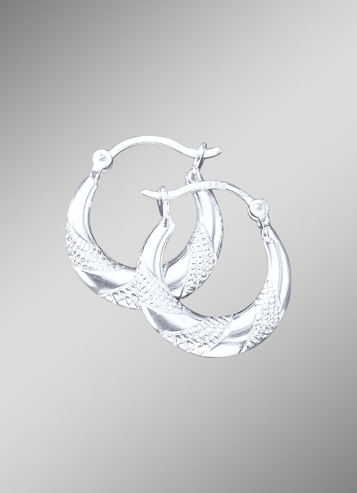 Trendy hoepel oorbellen van fijn 925/- zilver 