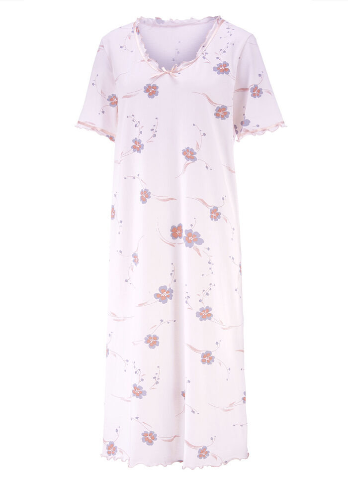 Nachthemd, korte mouwen met V-hals PERZIK-MEERKLEURIG