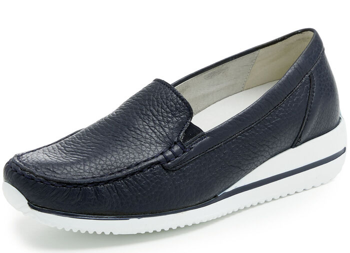 Waldläufer pantoffels van generfd hertennappaleer DONKERBLAUW