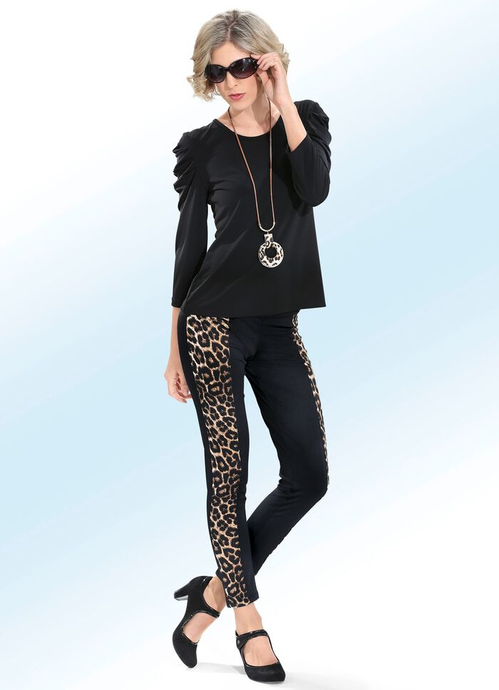 Legging met trendy inzetstukken van dierenhuid 