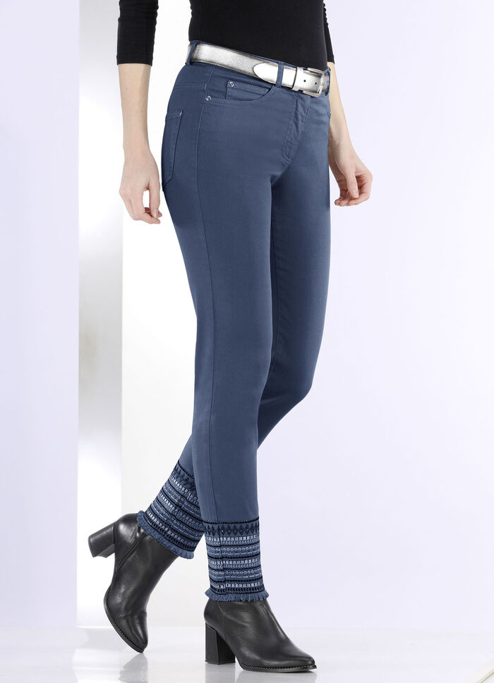 Broek met uitgebreide borduursels in etnische stijl BLAU