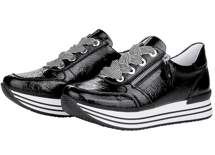 Remonte sneakers met effectieve vetersluiting ZWART