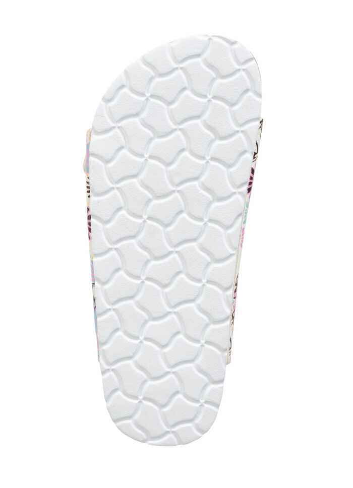 Muiltjes in een speels geprint dessin ECRU-KLEURRIJK