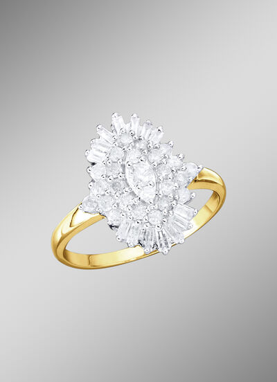Exclusieve damesring met baguette-diamanten 