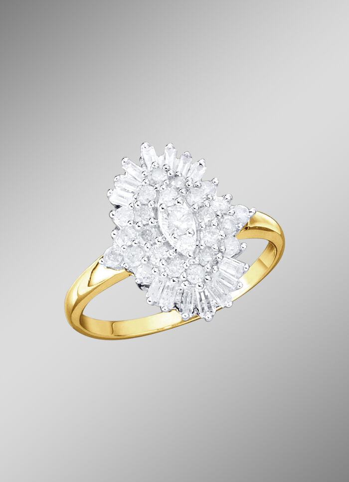 Exclusieve damesring met baguette-diamanten 