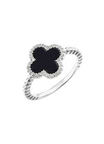 Damesring van zilver met onyx en zirkonia 