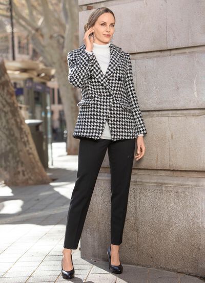 Blazer met pied-de-poulemotief 