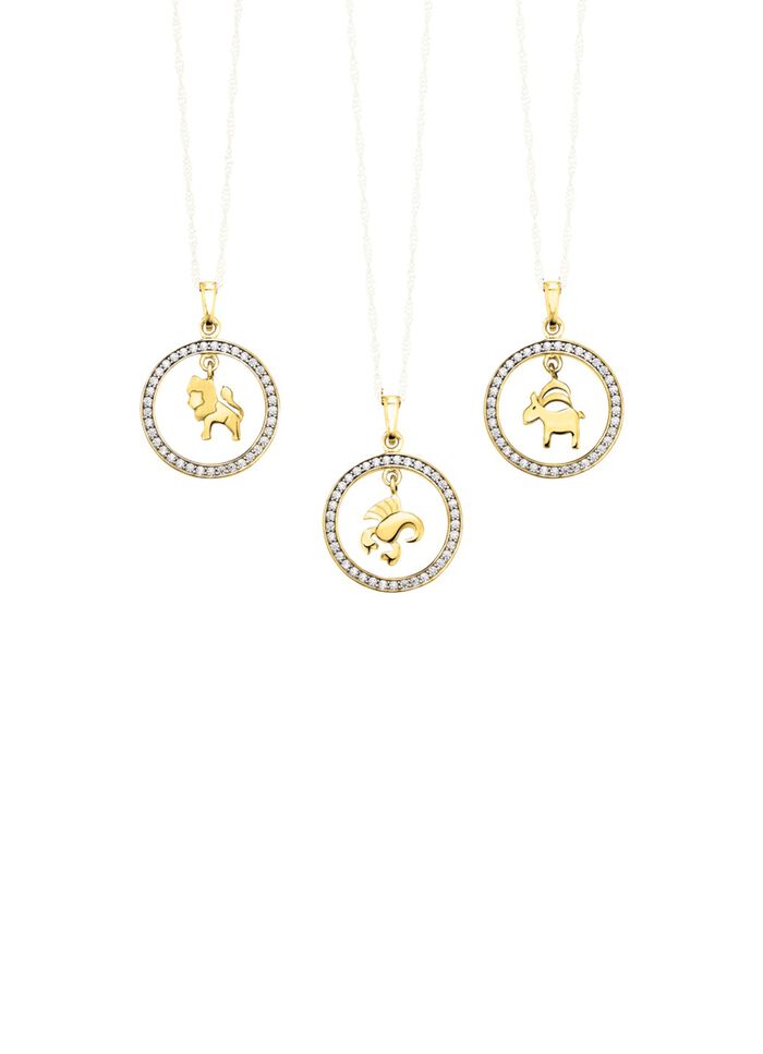 Gouden dierenriemhanger met zirkonia 