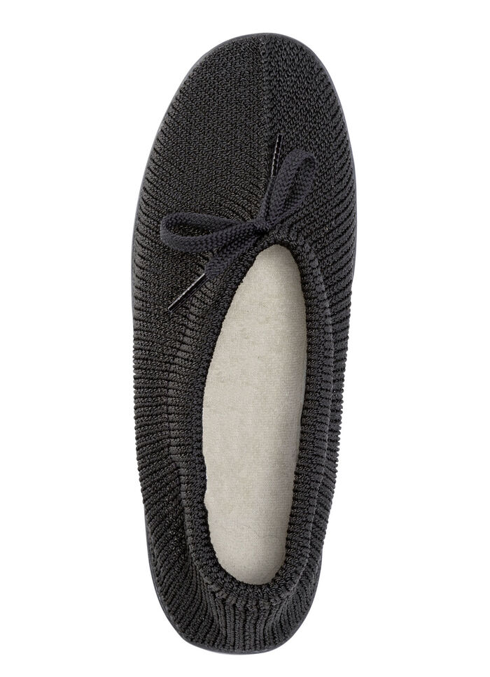Slippers van elastisch gebreid materiaal met vetersluiting ZWART