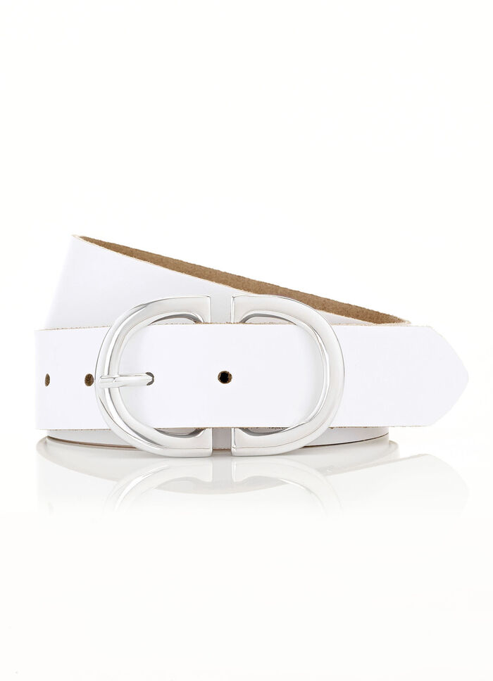 Modieuze leren damesriem, 3,5 cm breed WEISS