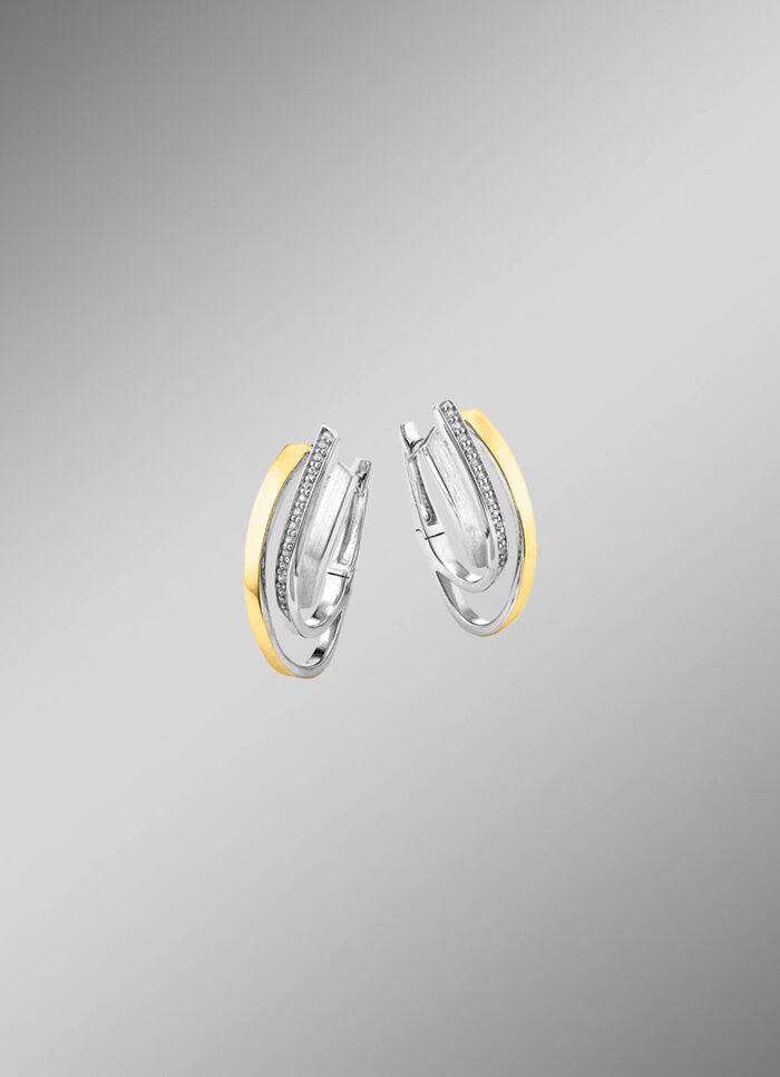 Creolen in twee kleuren met synthetische zirkonia 