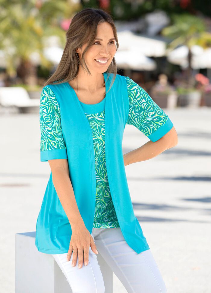 2-delige set in sluitingloze vorm in 2 kleuren TURKOOIS-GROEN-ECRU