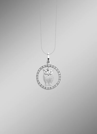 Grote uilenhanger met synthetische zirkonia 