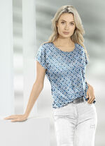 Shirt met briljante inkjetprint in 2 kleuren BLAUW