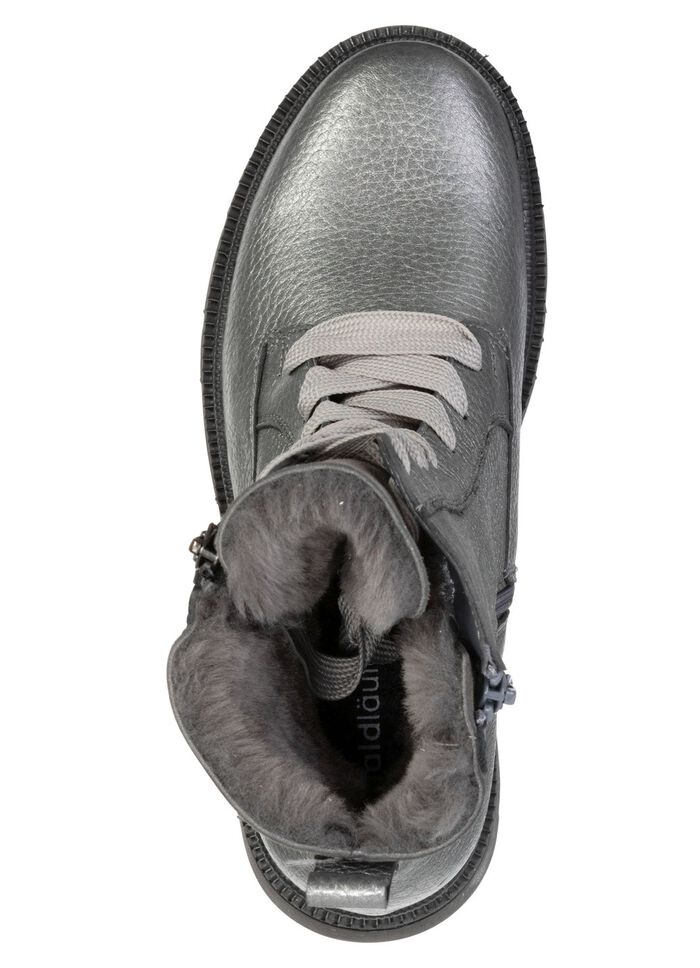 Waldl&auml;ufer, gevoerde dames enkellaarsjes, winterschoenen, breedte H, met lamsvacht ANTIEK ZILVER