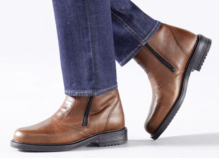 GINO GALANTE, gevoerde herenlaarzen, winterschoenen, met lamsvacht BRUIN