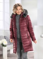 Korte jas met longitudinale quilting aan de zijkanten KASTANJE