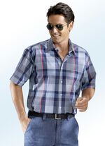 Geruit overhemd met achterpand MARINE-BLAUW-WIJNROOD-WIT GERUIT