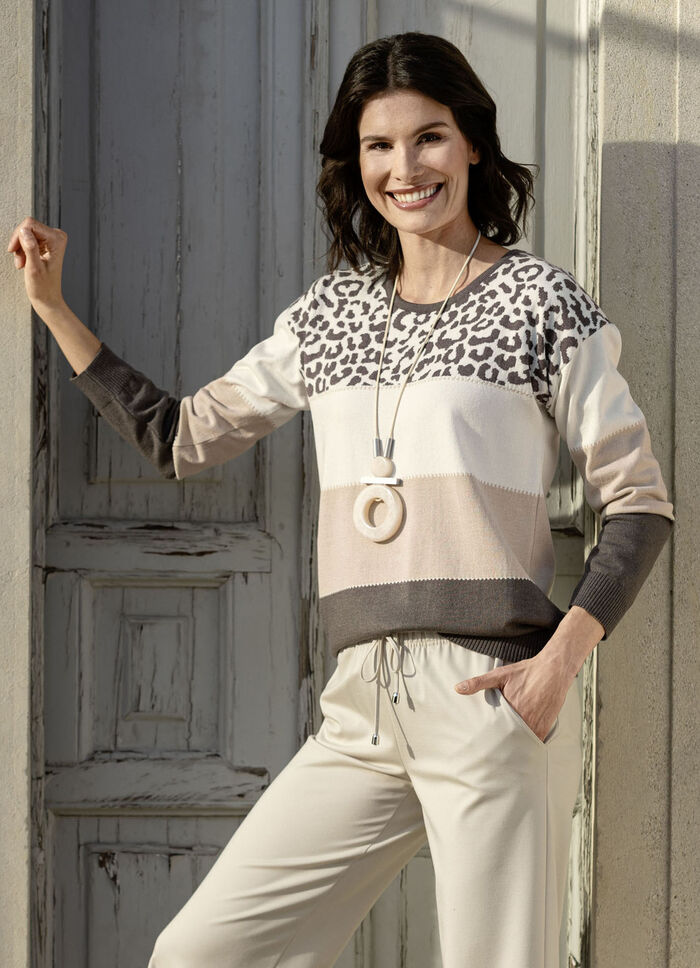Fijngebreide trui ECRU-BEIGE-BRAUN