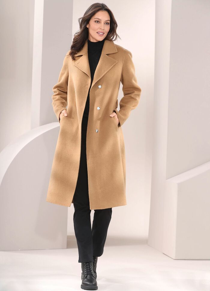 Jas met riem en verborgen drukknopen 