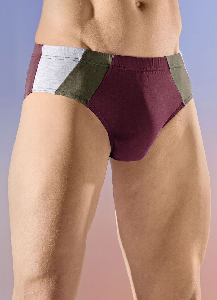 Set van vier slips met gekleurde inzetstukken 