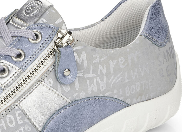 Remonte sneakers met bedrukte rand LICHTBLAUW-ZILVER