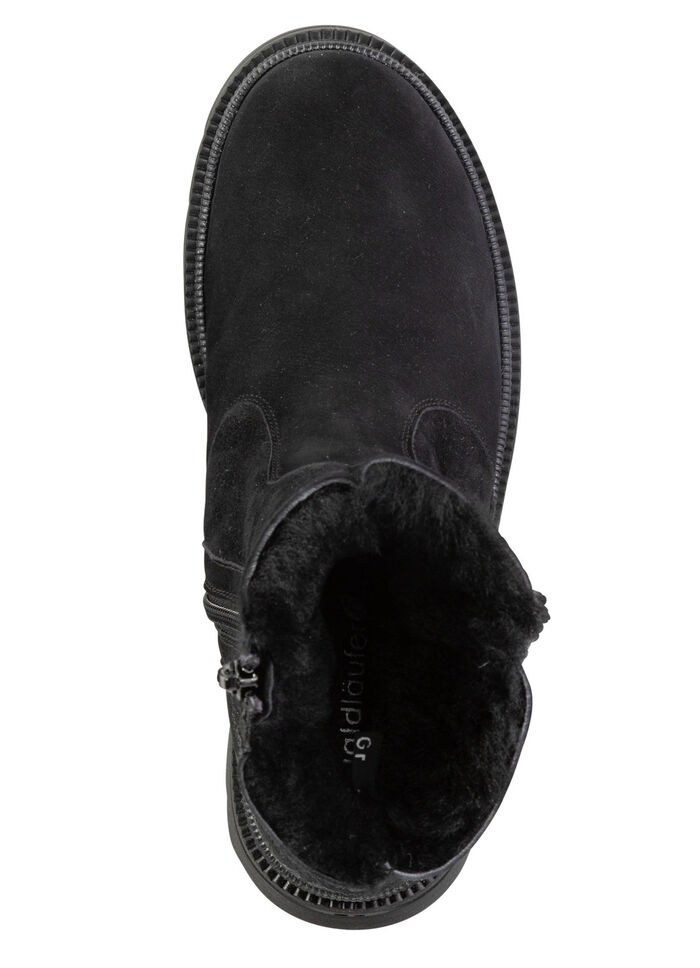 Waldläufer enkellaarzen van rundnubuckleer ZWART