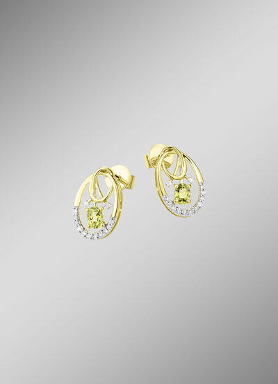 Oorbellen met diamanten en peridoot 