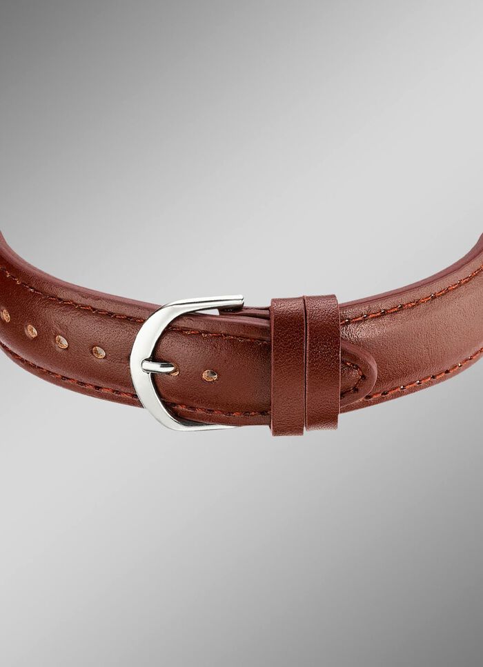 Radiogestuurd herenhorloge met leren band en spreektijdaanduiding 