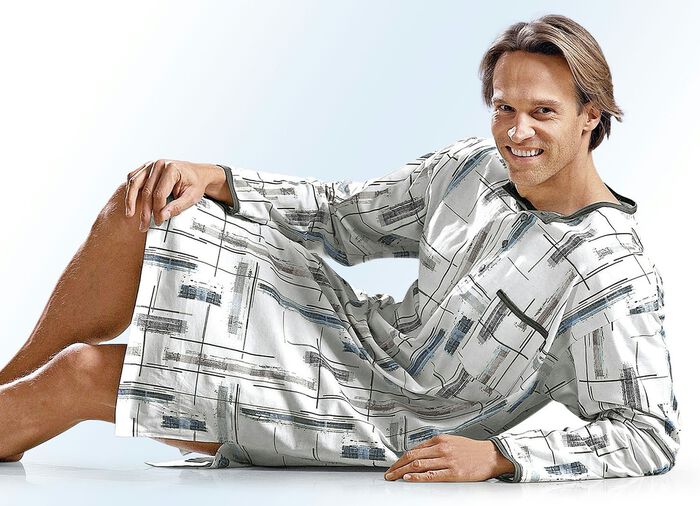 Nachthemd met knoopsluiting en all-overdessin, lange mouwen 