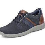 GINO GALANTE veterschoen van ingevet, gearceerd rundnubuckleer MARINE-COGNAC