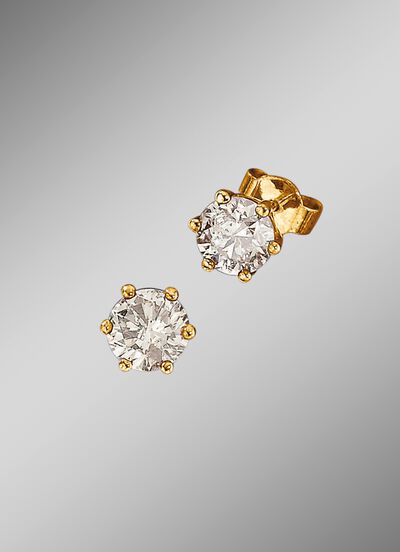 Solitaire-oorbellen met briljanten 