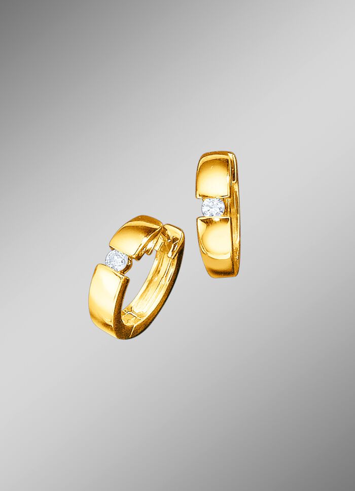 Massieve creoolse klapoorbellen met 2 briljanten 