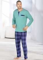 Pyjama met knoopsluiting en open manchetten 